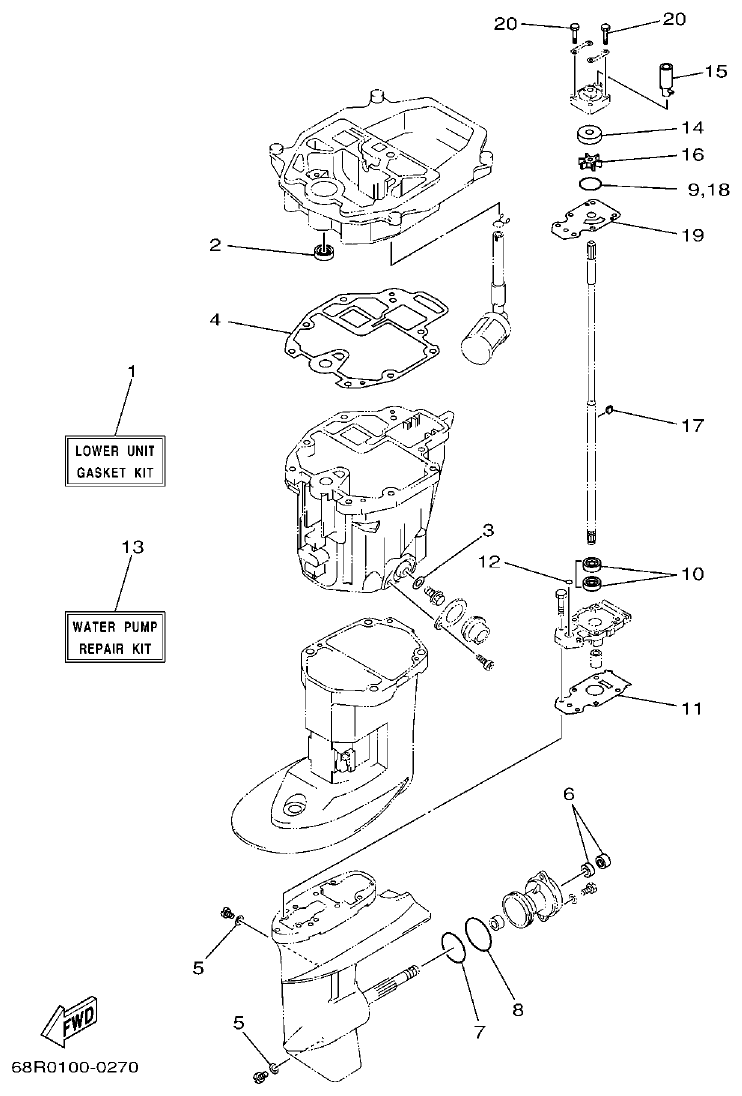 Yamaha 9JMH, 9JE REPAIR KIT 3 parts diagram
